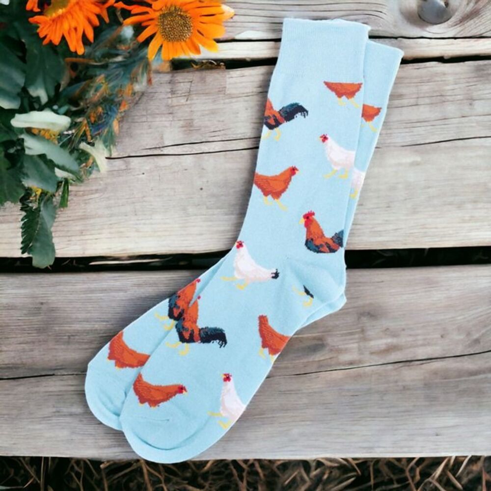 Mens Rooster Chicken Socks Farm Life Gift for Farmer Chicken Lovers Gift